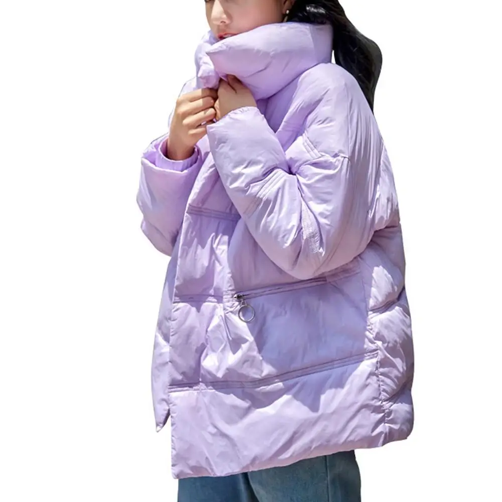 Зимняя куртка женская Повседневная блестящая разноцветная куртка Manteau Femme Winterjas Dames Parka Abrigos Mujer Invierno Kurtka Zimowa damsk - Цвет: Фиолетовый