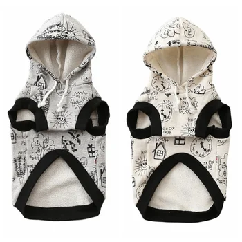 

Cartoon Pet Cat Dog Warm Sweater Dog Hoodie Coat with Hat Autumn Puppy Sweatshirt Printed Hooded Jacket Pet Dog Clothes