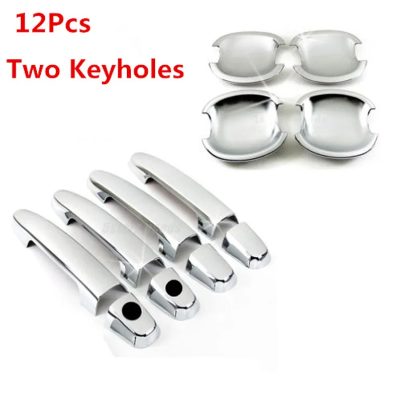 Автомобильные хромированные дверные ручки/дверные миски, крышки для Toyota Corolla 2003-2013/RAV4/Camry/Highlander/Matrix RAV4 Yaris - Цвет: 12Pcs 2 Keyholes