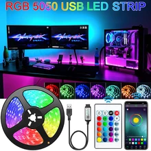 

LED Strip Light Bluetooth Control RGB 5050 USB 5V Led Tape Flexible Ribbon Diode Tape for TV Desktop Screen BackLight Room Decor