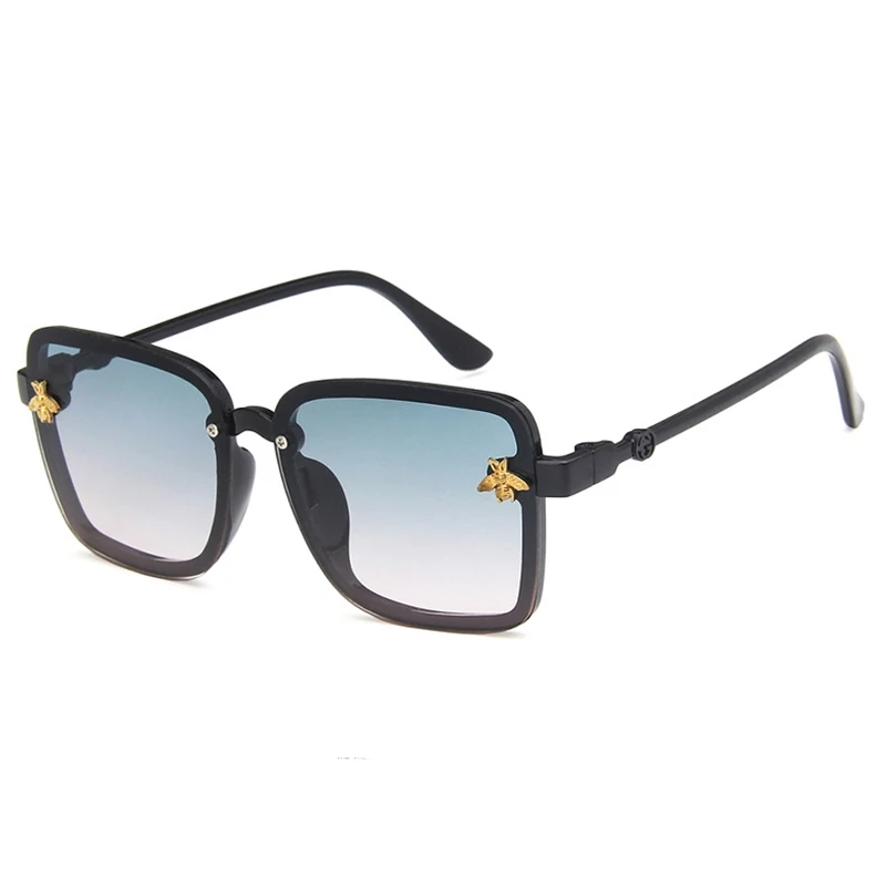 Новые Модные цветные линзы для мальчиков и девочек, большие квадратные солнцезащитные очки с украшением в виде пчелы, Детские крутые очки Uv400 - Lenses Color: 3