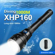 

XHP160 Diving Flashlight Super Bright Diving Led Flash Light 18650 XHP90 High Power Underwater Torch IPX8 Rechargeable Hand Lamp