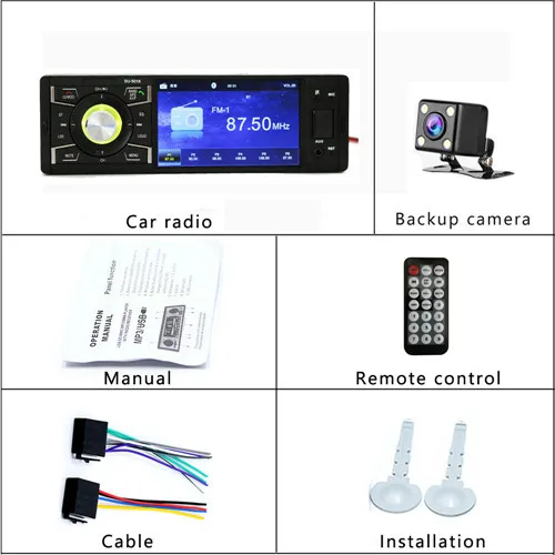 with 4led cam Автомобильный стерео с Bluetooth 4,1 дюймов один Din радио для автомобиля MP5 плеер USB/SD/AUX/FM приемник беспроводной пульт дистанционного управления - Цвет: with 4led cam