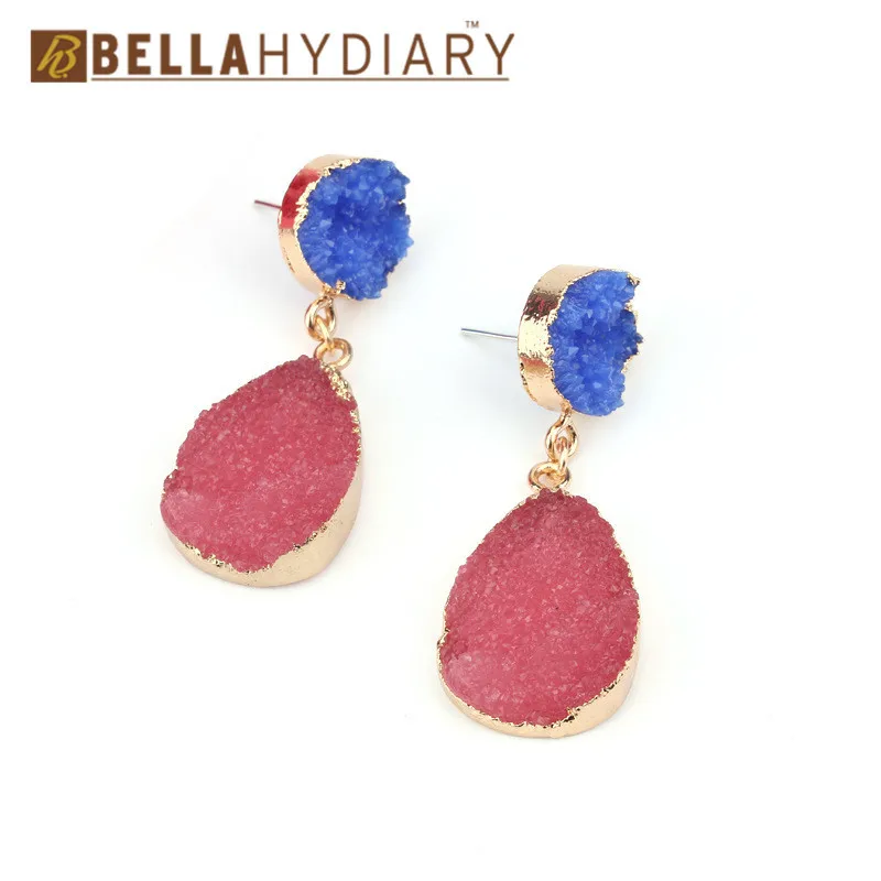 Fashion Green Druzy Resin Earrings Wedding Water Drop Earrings For Women Statement Jewelry Earrings Pendientes Mujer Moda 2019 (2)