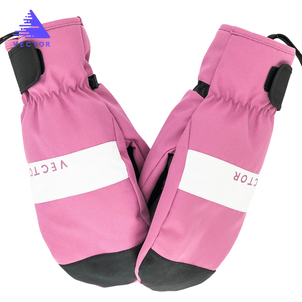 2-в-1 варежки лыжные перчатки для катания на сноуборде Для мужчин Для женщин Зимние Спортивные Синтетическим утеплителем теплые Водонепроницаемый ветрозащитный Лыжный Спорт Рыбалка - Цвет: Розовый