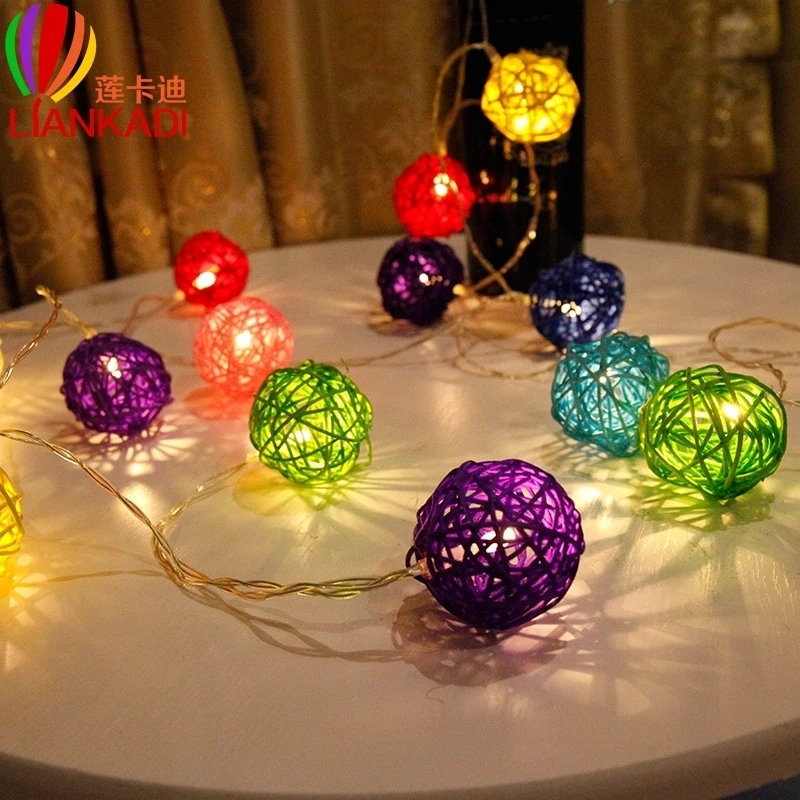 

Ins girl heart room decorating room net red bedroom rattan ball light string romantic proposal led decorative light