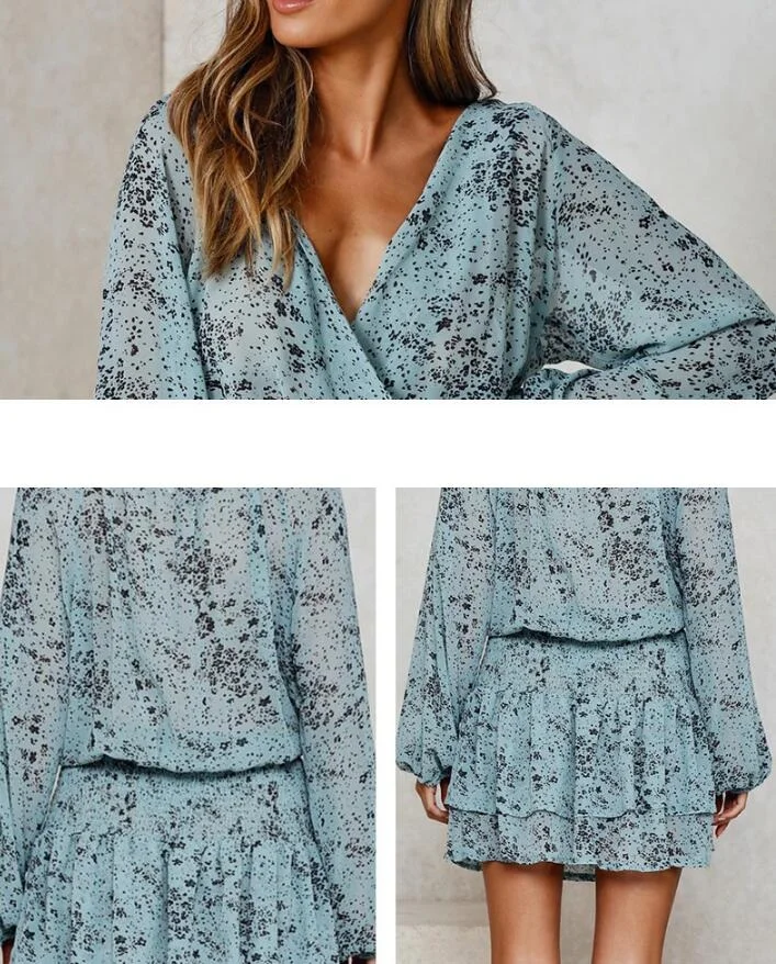 Женское летнее платье повседневное короткое с коротким рукавом Boho Цветочный