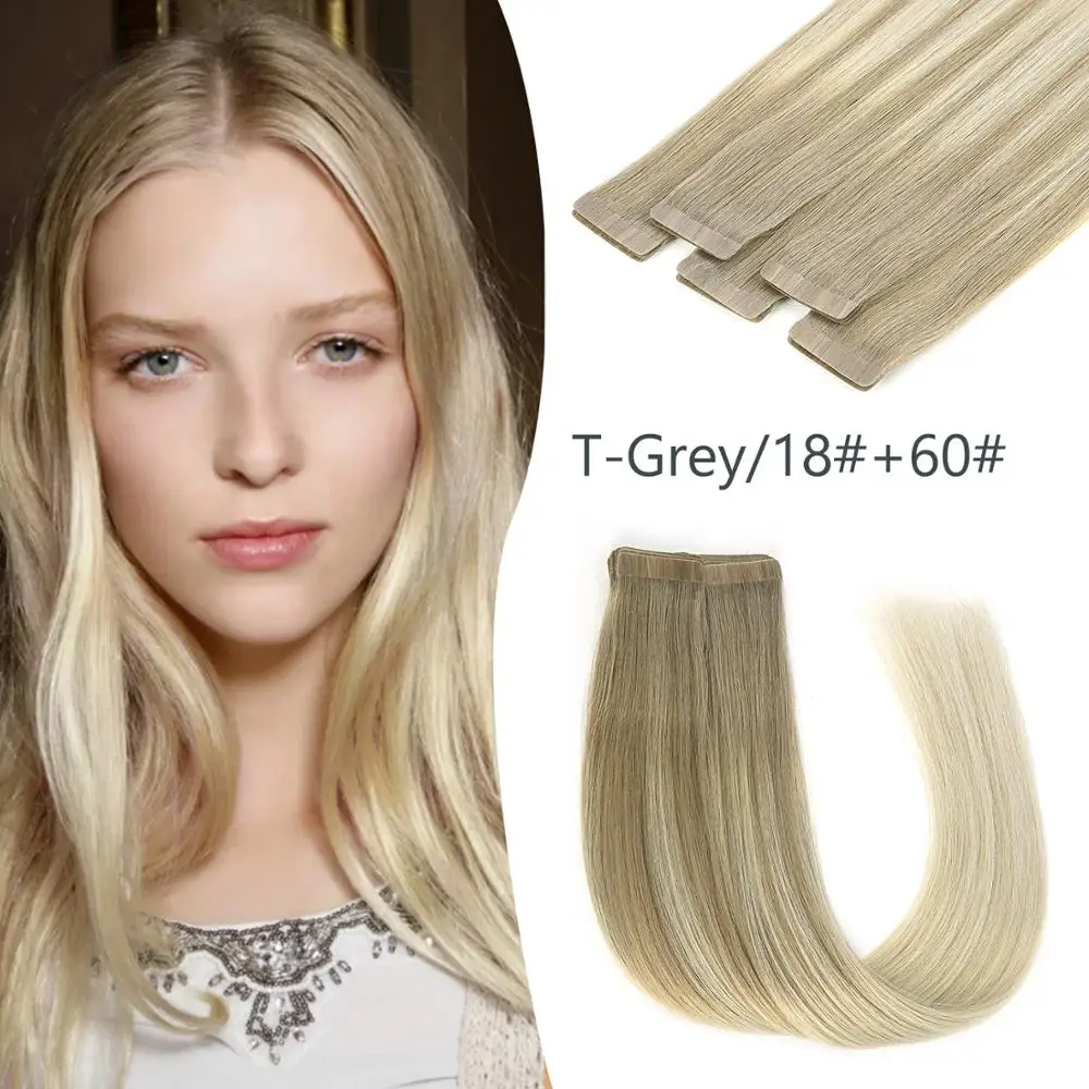 K.S парики 20 'ƈ 5 г/шт. бесшовные волосы Remy с клейкой лентой для наращивания T
