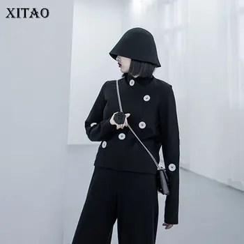 

XITAO Personality Design Sweatshirt Multi Turn Buckle Fashion Autumn Winter Clothes Women Streetwear Short Top Women GCC2932
