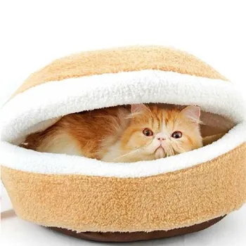 

Hamburger Shape Cat Bed Detachable Windproof Warm Dog House Pet Cat Bed Puppy Mat Pet Gift Pet Lounger Cushion For Cat Dog