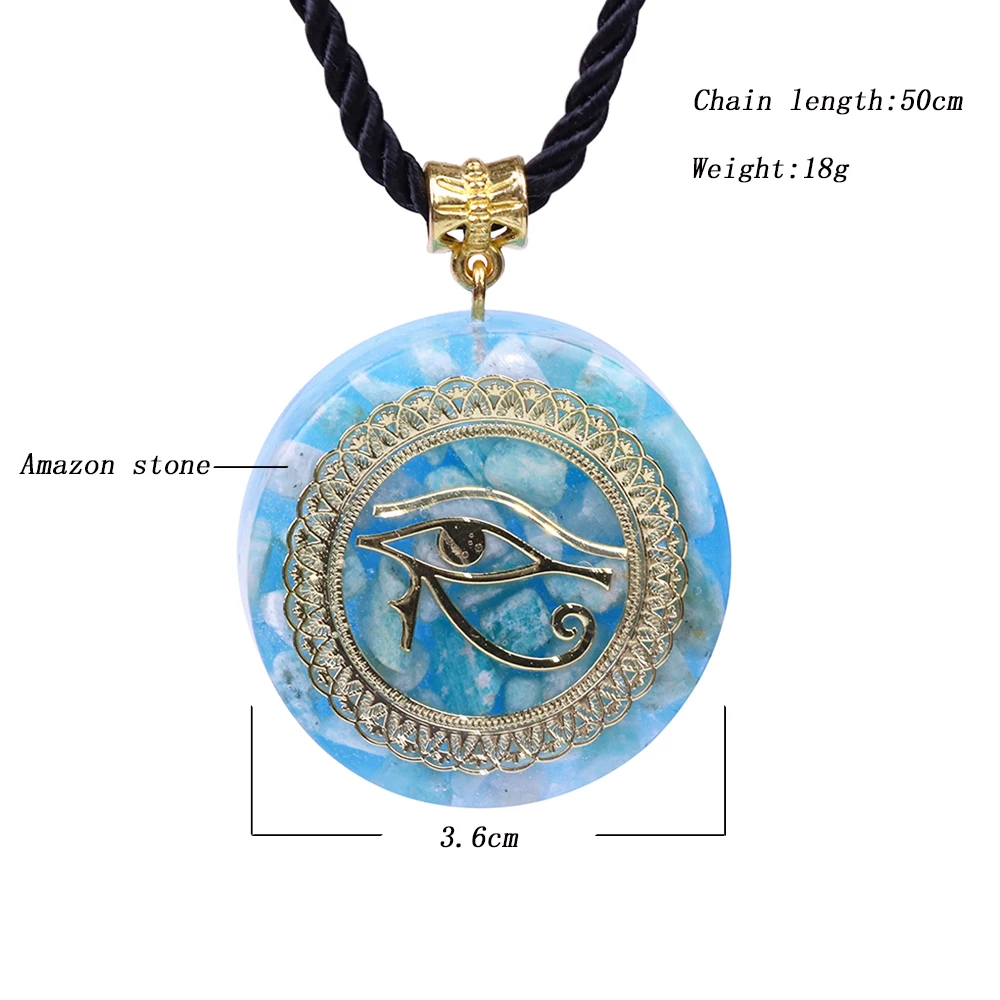 Orgonite энергии кулон Orgone Amazon Stone Цепочки и ожерелья Horus глаз Всевидящего глаза "око дьявола" с углом обзора Цепочки и ожерелья амулет магнитные ювелирные изделия