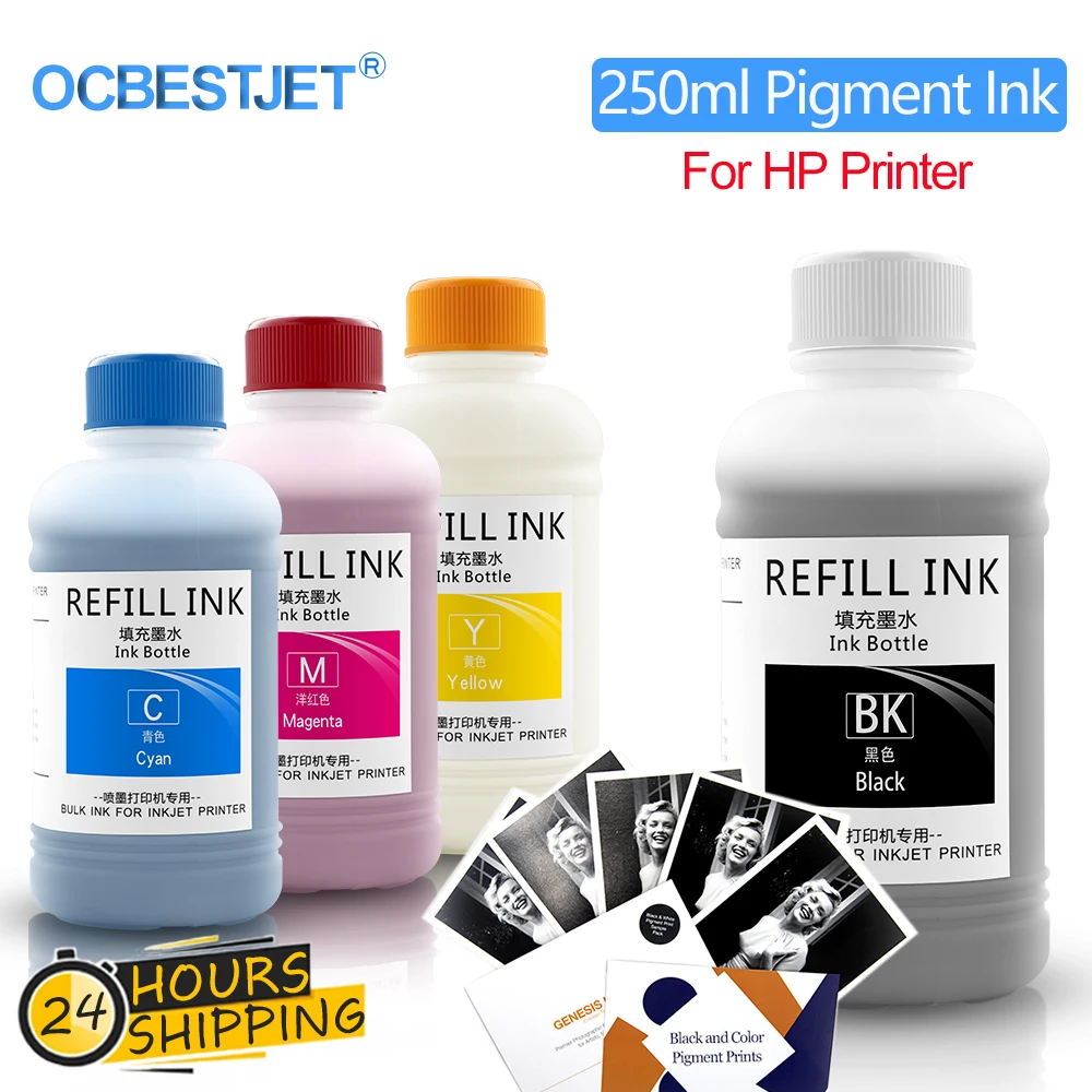 Encre Pigmentée Noire Universelle 1 Litre - Compatible HP Deskjet (Neuf, Bouteille)