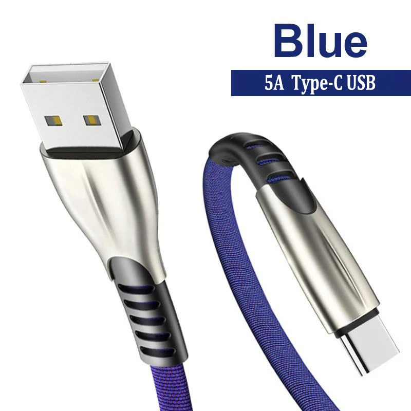 usb phone charger 5A Zinc Alloy Braided Micro USB Type-C Cable Data Sync Fast Charging Cord For Huawei P40 P30 P20 Lite Honor 7S 7A 7C 8A 8S 10I apple iphone charger cord Cables