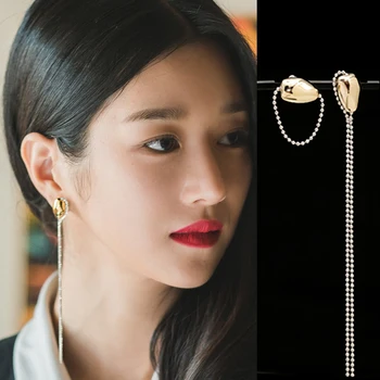

2020 New Korean TV Star Asymmetric Tassel Drop Earrings For Women Girls Irregular Metal Earrings Punk Oorbellen Party Jewelry