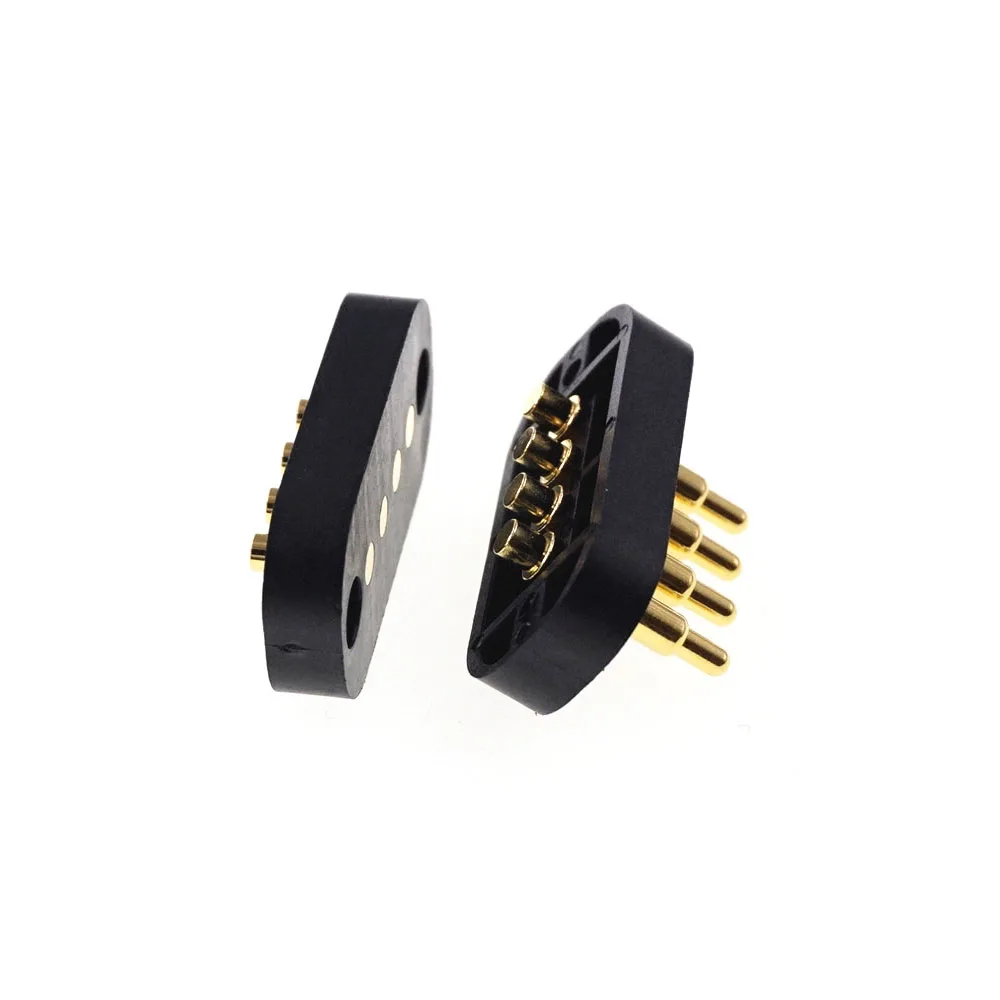 1 Paio 4 Poli 4.5 Mm Griglia A Molla Pogo Pin Connettore Attraverso Fori Pcb Maschio Femmina Sonda Di Alimentazione Carica Flangia Di Montaggio A Pann