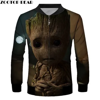 

ZOOTOP BEAR Men's Jacket Anime Tears Thick Coat New 2019 Casual Mens Jackets Men Long Sleeve Zipper Casual Groot Streetwear