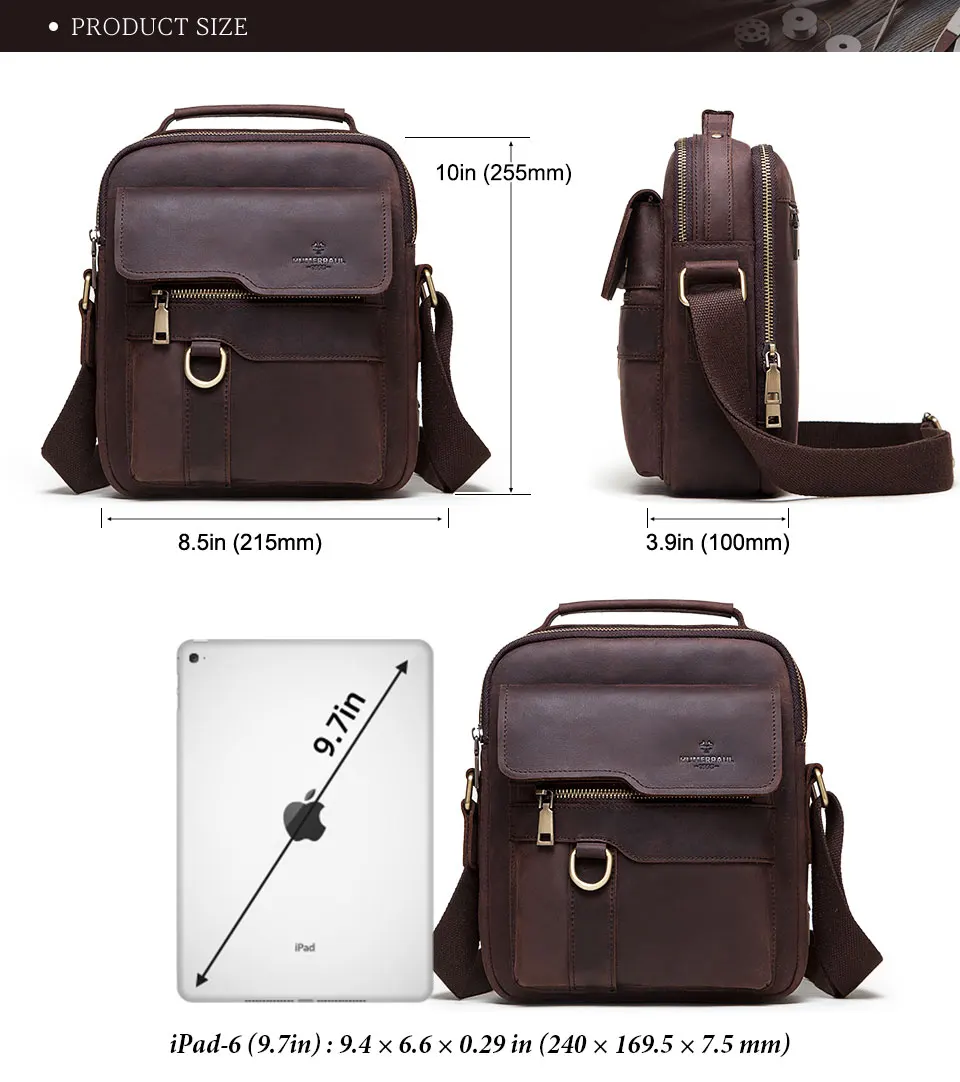 nova moda negócios casual crossbody couro masculino