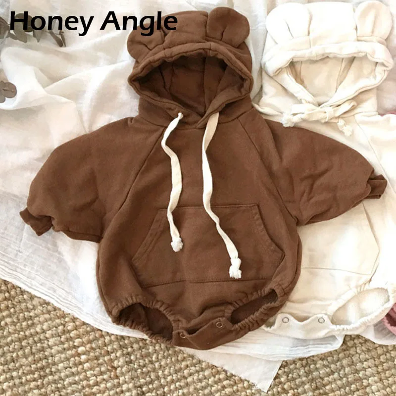 Honey Angle/весенне-осенние комбинезоны для малышей с длинными рукавами и ушками медведя, одежда для скалолазания для мальчиков и девочек хлопковая одежда для младенцев, Jumpsut, размер От 6 месяцев до 3 лет