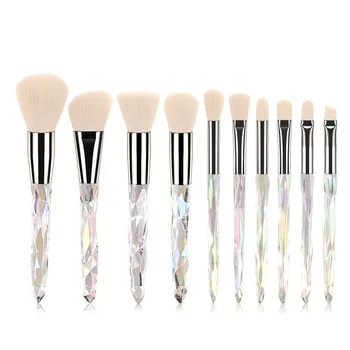 

10Pcs Makeup Brushes Set White Crystal handle For Eyeshadow Foundation Concealer Contour Powder eyelash Blending brush T10194