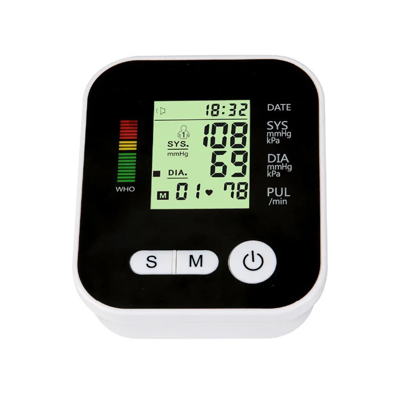 Home Health Care Automatic Digital Lcd Upper Arm Blood Pressure Meter Heart Beat cuff Monitor Machine Tonometer for Measuring