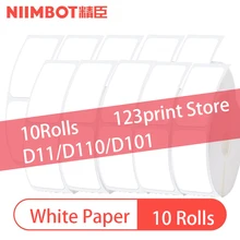 Papier auto adhésif NiiMBOT D11 D110 D101, papier blanc, impression Machine, étiquette de marchandise, autocollant de prix thermique, 10 rouleaux 
