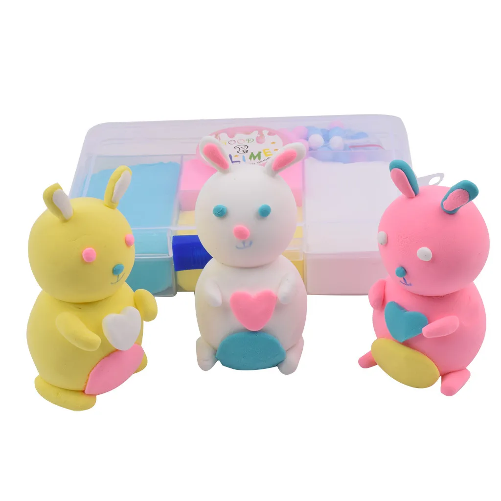 4 Color Mixing Plasticine DIY Accessories Slime Fluffy Kids Clay Toy Craft Charm Slime Supplies Antistress Toys W1007