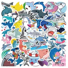 

50PCS Anime Ocean Shark PVC Graffiti Sticker Decoracion Color Scrapbooking Accessories Child Sticker Flakes Phone Aesthetic