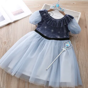 

Girls Dress Summer Elsa Princess Dress Cosplay Kids Dresses For Girls Velvet Birthday Party Ball Gown Children Clothing 2-8 Year