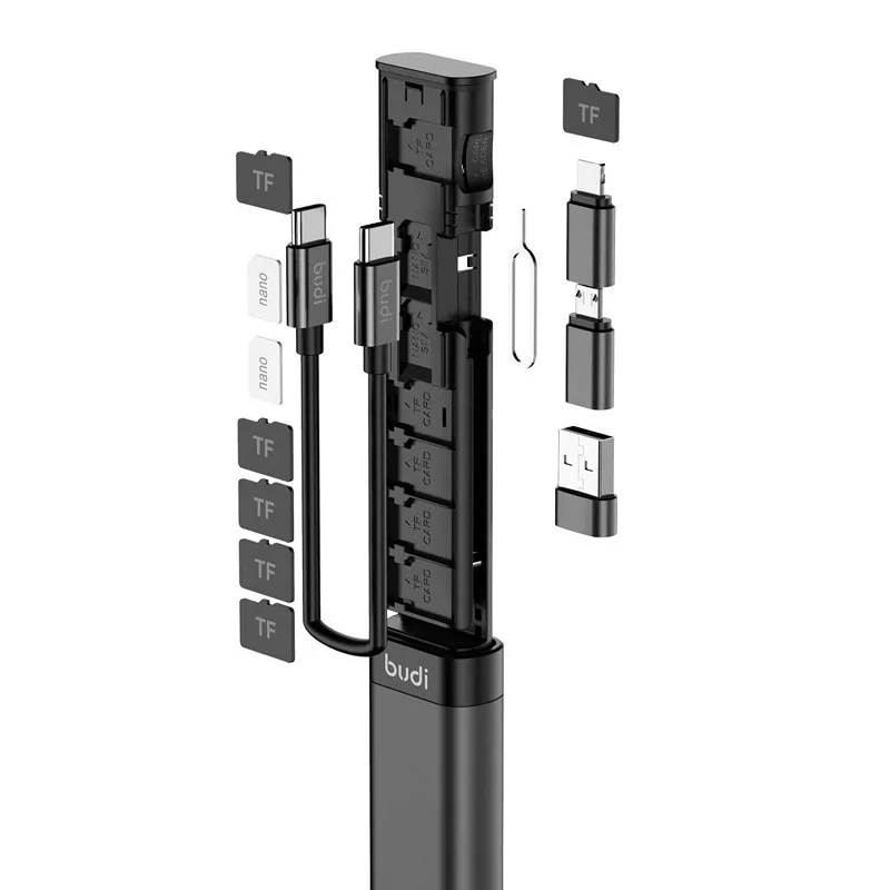 Caixa de Armazenamento Adaptador Multi-função tf Conversor Otg Usb tipo c Leitor de Cartão de Memória Cabo de Dados para Viagem Leitores de cartão - Imagem 5