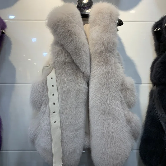 Clearance 2019 New high quality gorgeous natural fox fur vest for women jacket waistcoat sleeveless winter warm natural fur vests 7