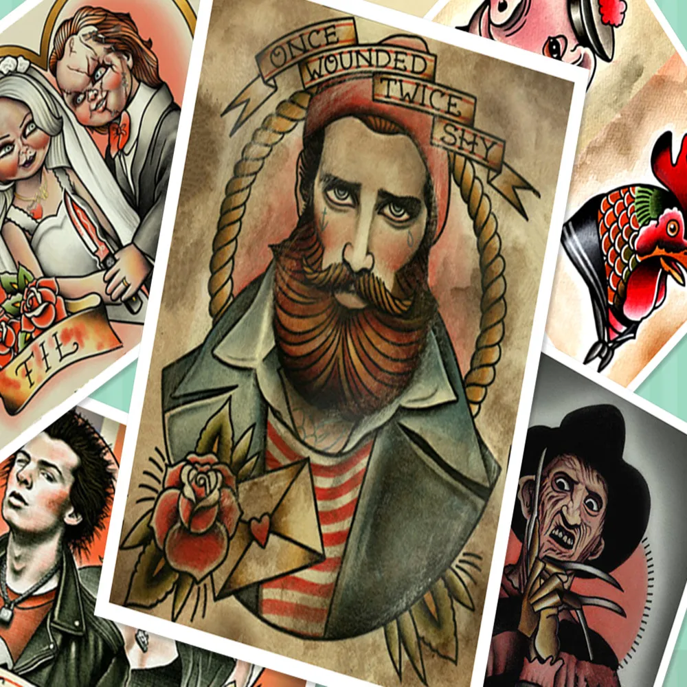 

Vintage kraft paper poster 30X42 CM hair salon tattoo print art wall sticker hanging painting calligraphy barber shop decoration