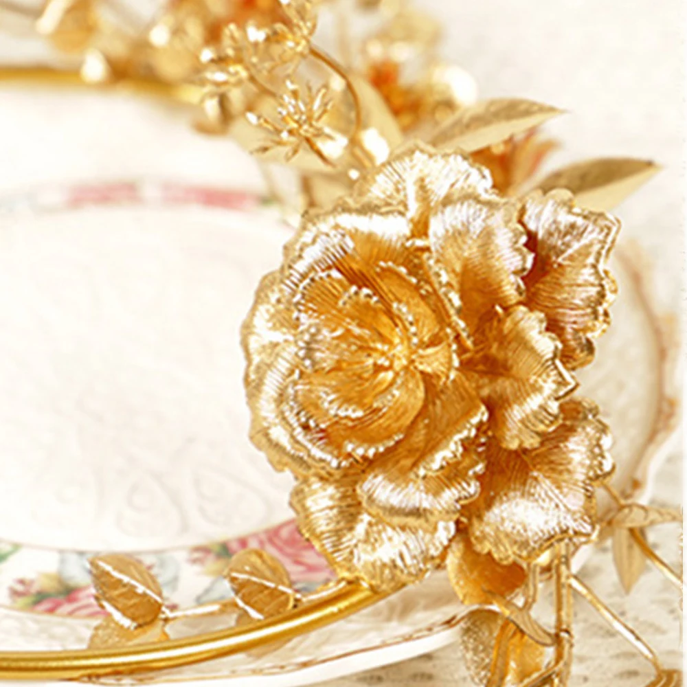 Color Wall Hanging Metal Wreath Pendant Decorations Hoop Wreath Gold Flower Wall Ornament Wrought Iron Decoration