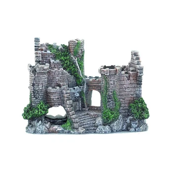 

Artificial Resin Fish Tank Decorations Old Castle Landscaping Rock Decorative Building Cave Aquarium Decorations Accessories