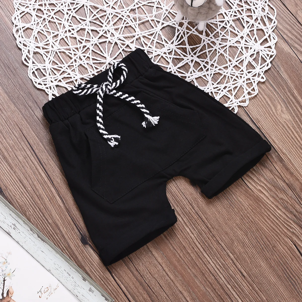 VANTREND/Детские шорты в Корейском стиле; хлопковые спортивные штаны с завязками на поясе; однотонные тонкие универсальные штаны