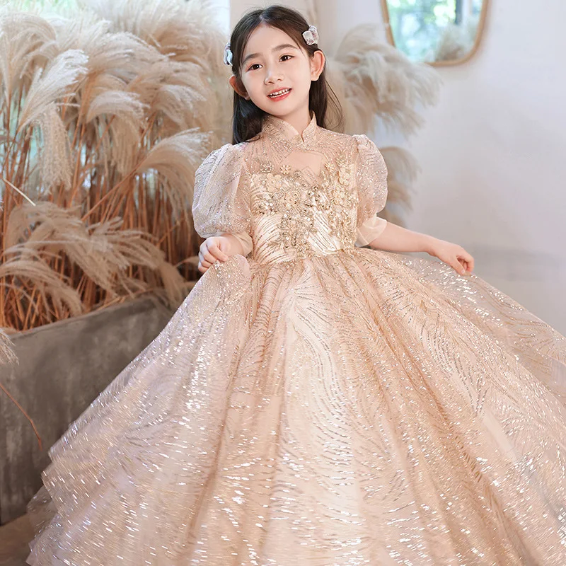 

Girls' dress princess Dress Fashion New flower children Pompous gauze host piano performance children's Valentine’s Day dress