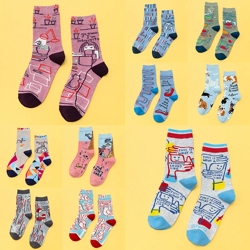 

27 Style Graffiti art Painting Text Letters Crew Socks Women Streetwear Skateboard Sport Guitar Cycling Designer Socks Cotton