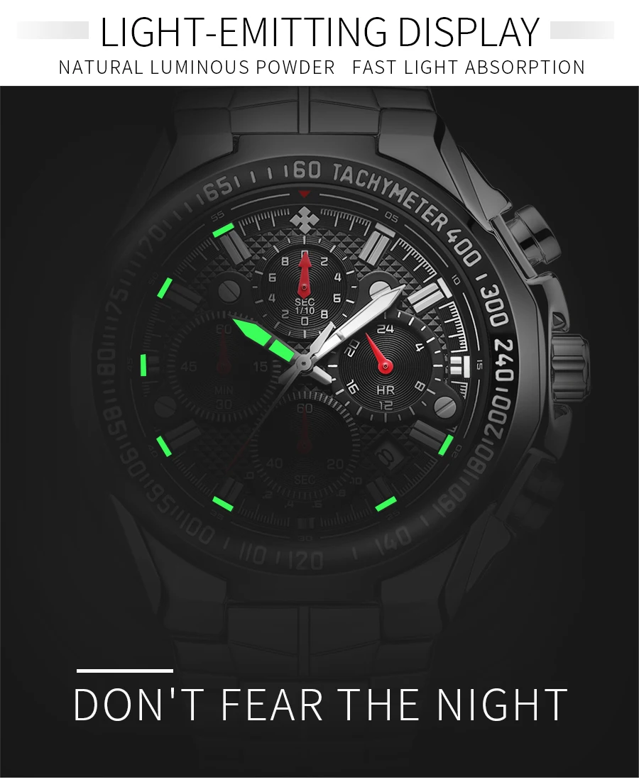 2021 WWOOR Men's Watch Top Brand Luxury Black Wrist watch Fashion Sports Chronograph steel Quartz Men Watches Relogio Masculino