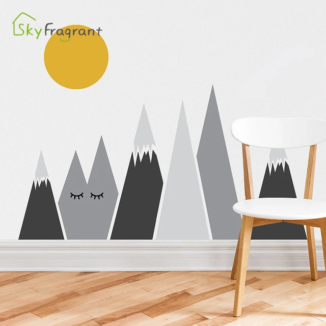 Geometric Mountains Wall Sticker | Mountains Sticker Kids Room ...