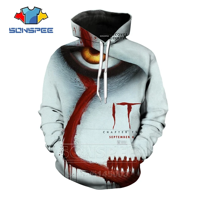 It Chapter Two толстовки осень для мужчин женщин Pennywise террор клоун Толстовка 3D принт унисекс с длинным рукавом пуловер с круглым вырезом C063