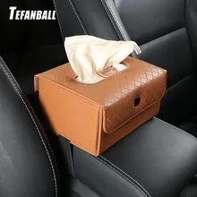 Car Armrest box tissue box Creative holder Leather seat back hanging pater towel case Storage bag for car interior accessores