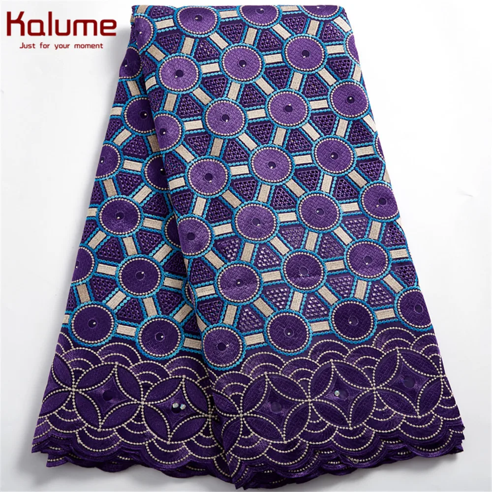 Lace fabric Kalume African Cotton Lace Fabric 5 Yards Nigerian Swiss Voile Cotton Lace Fabric Tissus Jersey for Women Sew Dresses H2482