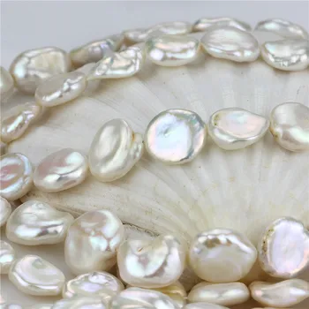 

Genuine Natural 12-13mm AA keshi white pearl strands loose beads women lady jewelry DIY