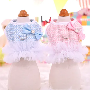 

Dog Leashrope Chest Strap Cat Harnesses Lace Bright Silk Tweed Princess Breathable Dog Vest Set Pet Supplies