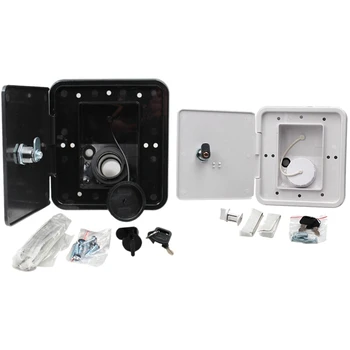 

2set 151X166 mm RV Hatch Cover Lockable Water Inlet Parts with Keys Square Threaded Fill Dish (Black&White)