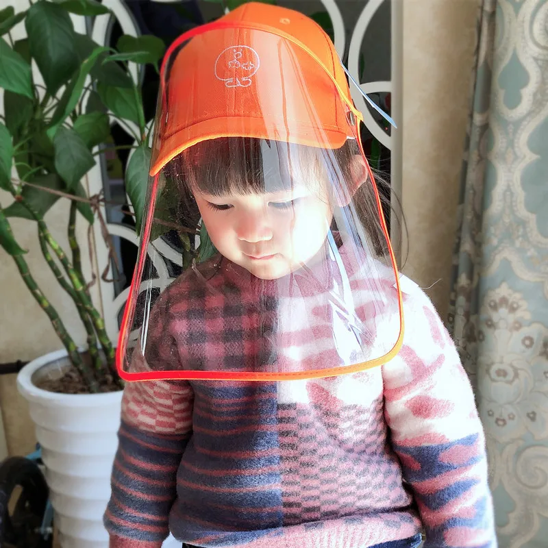 

Children Protective Cap Anti Infection Protective Hat Eye Protection Anti-Fog Windproof Hat Anti-Saliva Face Cover Cap Orange