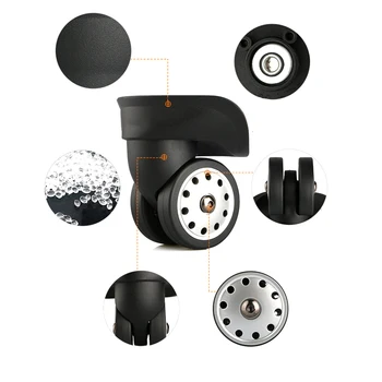 

1 Pair Travel Repair Durable Easy Install Solid Universal PVC Mute 360 Degree Rotation Screw Luggage Wheel Black Suitcase