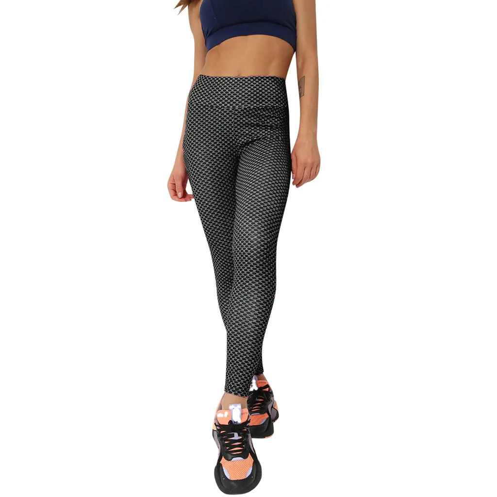 

Women Tight Print Yoga Sports Pants And Ladies Hips High Waist Thread Pants sport leggings mallas deporte mujer