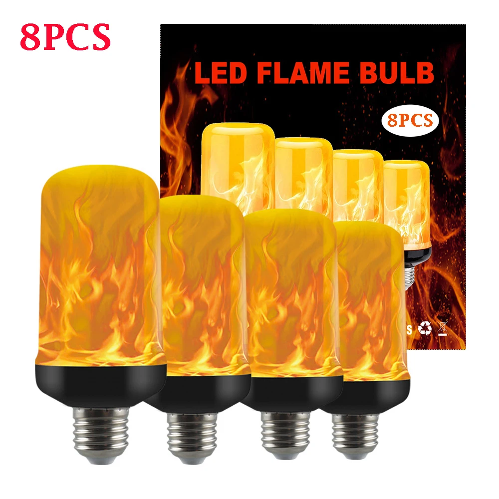 E27 Flame Bulb LED Lamp 4 mode Flame Simulation Fire Bulbs Flickering Holiday Decor Lights Creative Corn Bulb Night light