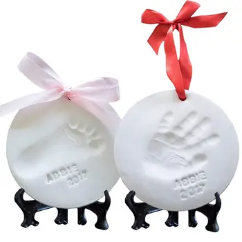 

Baby Footprint Kit & Handprint Ornament Unique Baby Shower Gifts Nursery Decor molding rings display easels