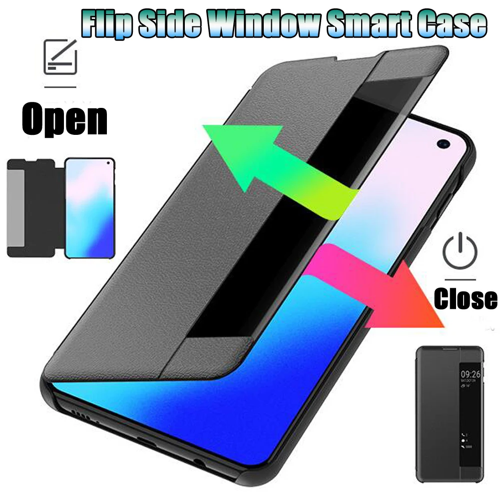 360 Full Coverage Mirror Flip Case For Samsung Galaxy A9 A7 2018 S10E S10 S9 S8 Note 10 Plus Funda Clear View Cover | Мобильные